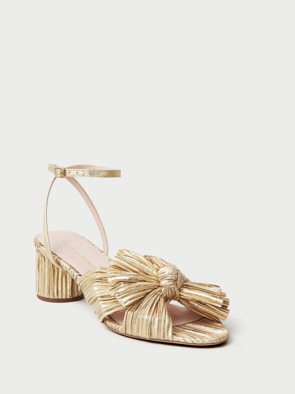 Loeffler Randall Dahlia Gold Pleated Bow Heel, 8